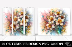 Wooden Narcissus Watercolor Clipart 20 Oz Tumbler Product Image 1