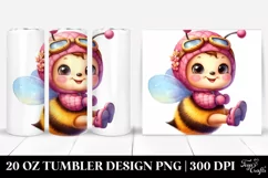 20 Oz Tumbler Sublimation | Smiling Cute Baby Bee Playing Product Image 1