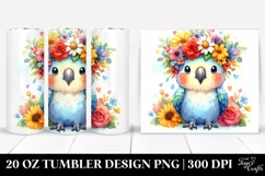 Colorful Parrot with Flower Crown 20 Oz Tumbler Product Image 1