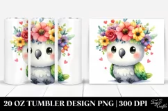 Colorful Parrot with Flower Crown 20 Oz Tumbler Product Image 1