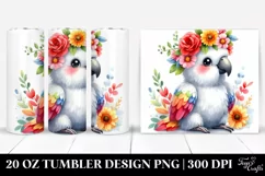 Colorful Parrot with Flower Crown 20 Oz Tumbler Product Image 1