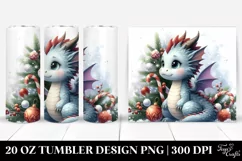 Cute Baby Dragon with Christmas Decor, Transparent 20 Oz Product Image 1