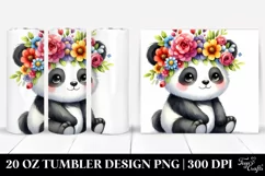 Colorful Panda with Flower Crown 20 Oz Tumbler Product Image 1