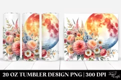 Colorful Half Moon with Flowers 20 Oz Tumbler Product Image 1