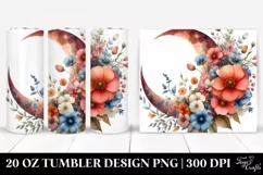 Colorful Half Moon with Flowers 20 Oz Tumbler Product Image 1