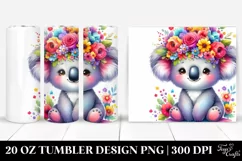 Colorful Koala with Flower Crown 20 Oz Tumbler Product Image 1
