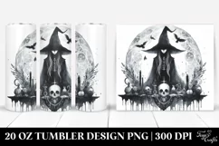 Gothic Witch Watercolor Art, Vintage Style | 20 oz Tumbler Product Image 1