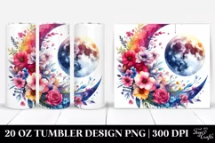 Colorful Half Moon with Flowers 20 Oz Tumbler Product Image 1