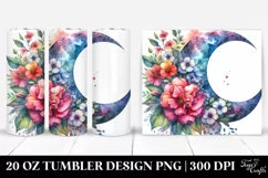 Colorful Half Moon with Flowers 20 Oz Tumbler Product Image 1