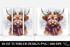 Cute Highland Cow Clipart, Transparent 20 Oz Tumbler Product Image 1
