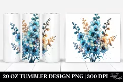 20 Oz Tumbler Sublimation | Shiny Delphinium Watercolor Product Image 1