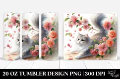 Pastel Cat Tumbler with Spring Petals | 20 oz Tumbler Product Image 1