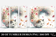 Pastel Cat Tumbler with Spring Petals | 20 oz Tumbler Product Image 1