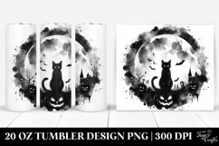 Washed Watercolor Black Cat | 20 Oz Tumbler Product Image 1