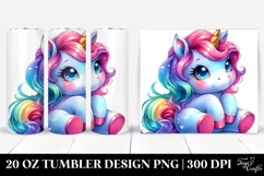 Vibrant Cute Unicorn Drawing | 20 oz Tumbler Product Image 1