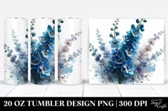 20 Oz Tumbler Sublimation | Shiny Delphinium Watercolor Product Image 1