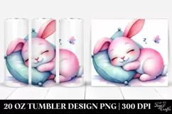20 Oz Tumbler Sublimation | Smiling Cute Baby Bunny Sleeping Product Image 1