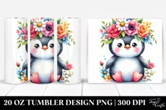 Cartoon Penguin with Flower Crown, Vibrant Colors | 20 oz Product Image 1