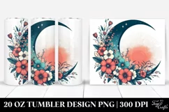 Retro Half Moon with Flowers 20 Oz Tumbler Product Image 1