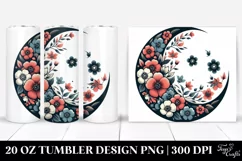 Retro Half Moon with Flowers, Transparent 20 Oz Tumbler Product Image 1