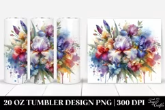 Watercolor Iris Splash Bouquet | 20 Oz Tumbler Product Image 1
