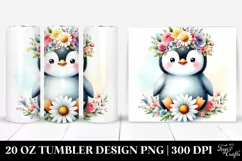 cute Penguin Flower Adorn | 20 oz Tumbler Product Image 1