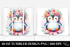 cute Penguin Flower Adorn | 20 oz Tumbler Product Image 1