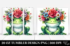 Cartoon Frog with Flower Crown, Vibrant Colors | 20 oz Product Image 1