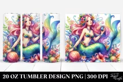 Vibrant Funny Mermaid Drawing | 20 oz Tumbler Product Image 1