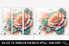 20 Oz Tumbler Sublimation | Pastel Wooden Camellia Stained Product Image 1
