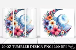Colorful Half Moon with Flowers 20 Oz Tumbler Product Image 1