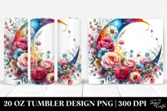 Colorful Half Moon with Flowers 20 Oz Tumbler Product Image 1