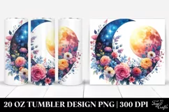 Colorful Half Moon with Flowers 20 Oz Tumbler Product Image 1