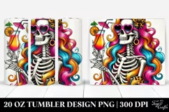 Funny Skeleton Girl Drinking 20 OZ Tumbler Design | PNG Product Image 3