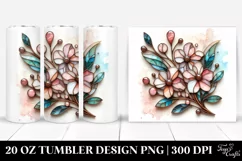 Wooden Cherry Blossom Clipart, Transparent 20 Oz Tumbler Product Image 1