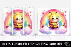 20 Oz Tumbler Sublimation | Smiling Cute Baby Bee | Rainbow Product Image 1