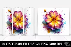 20 Oz Tumbler Sublimation | Glossy Primrose Watercolor Product Image 1