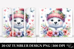 20 Oz Tumbler Sublimation | Colorful Polar Bear Whimsical Product Image 1