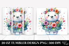 20 Oz Tumbler Sublimation | Colorful Polar Bear Whimsical Product Image 1