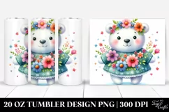 20 Oz Tumbler Sublimation | Colorful Polar Bear Whimsical Product Image 1