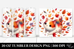 Colorful Cat Tumbling with Autumn Leaves | 20 oz Tumbler Product Image 1