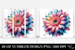 Detailed Vibrant Pastel Gerbera Tumbler Product Image 1