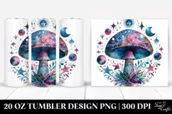 Vibrant Magical Mushroom Clipart, Transparent 20 Oz Tumbler Product Image 1