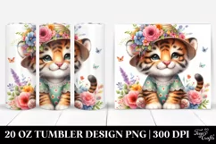 20 Oz Tumbler Sublimation | Cute Baby Tiger Dressed in Product Image 1