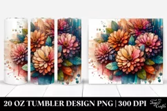 Abstract Wooden Zinnia in Watercolor Product Image 1
