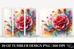 20 Oz Tumbler Sublimation | Carnation with Watercolor Product Image 1