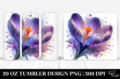 20 Oz Tumbler Sublimation | Shiny Crocus with Watercolor Product Image 1