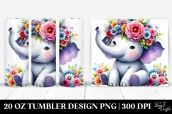 Cute Elephant with Flower Crown 20 Oz Tumbler Product Image 1