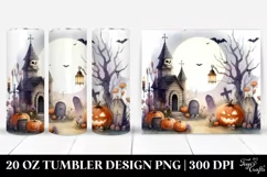 Simple Watercolor Halloween Crypt Tumbler Product Image 1