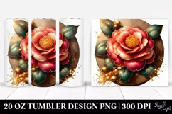 Shiny Camellia with Golden Insertions | 20 oz Tumbler Product Image 1